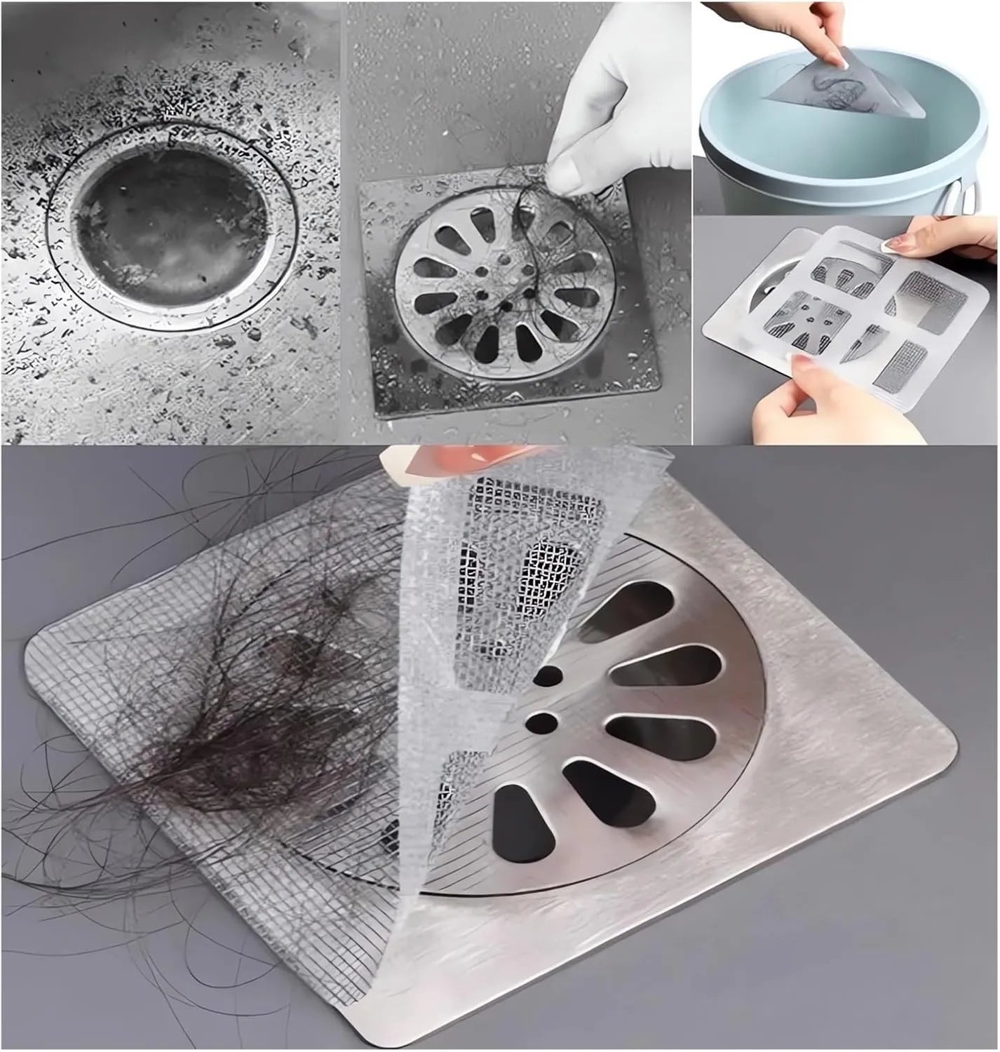 Pack of 10 Anti-Insect Multi-Purpose Drain Filters for Kitchen & Bathroom