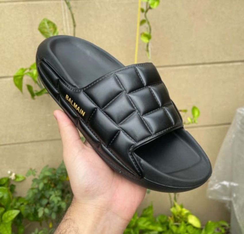 BALMAIN FULL BLACK SQUARE PUFFY SLIDES