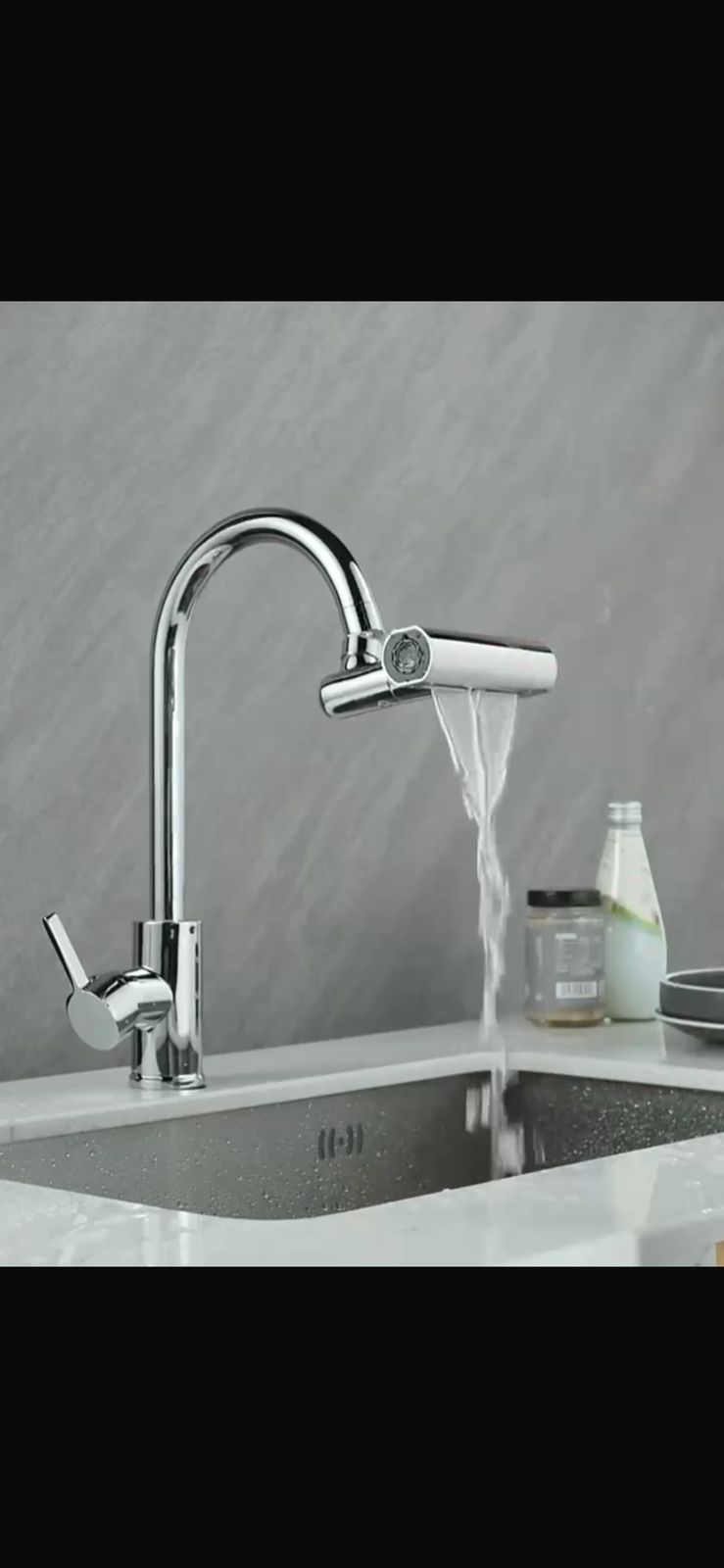 Kitchen Sink Waterfall Faucet 4-IN-1